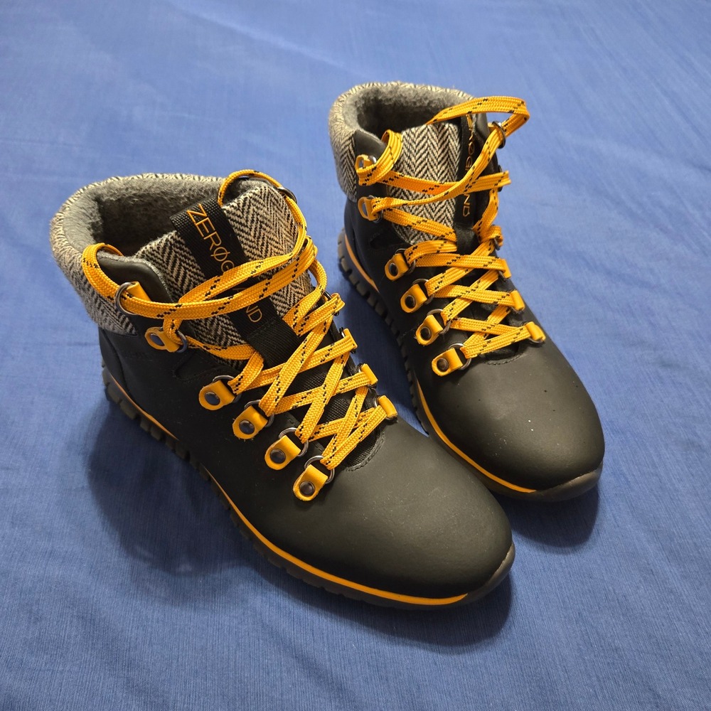 Cole Haan Zerogrand Hiker Boots Womens 6 Black Yellow Good Waterproof W04238